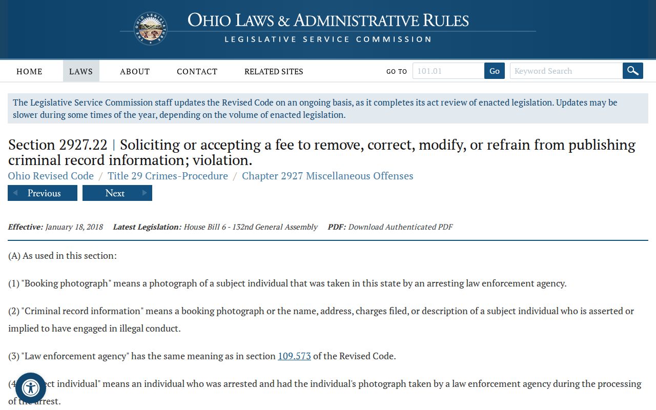 Ohio booking-photo publication-fee law for Trumbull County record guidance