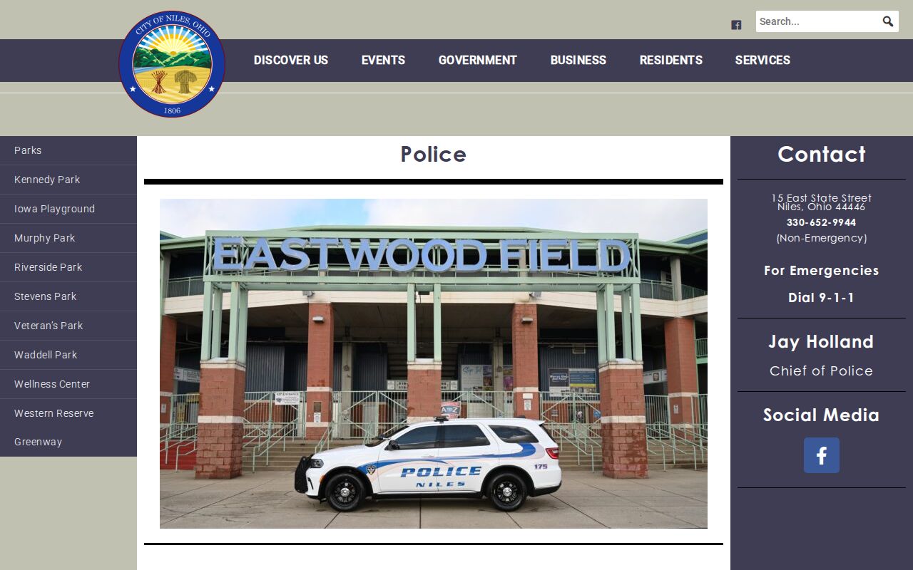 Niles Police Department contact page for Niles arrest record requests